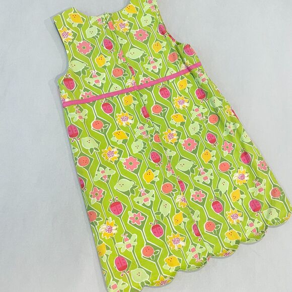 ~ Lilly Pulitzer 6x Girls Floral Sundress* Sleeveless Green Fruit Ladybug Summer - Picture 6 of 13